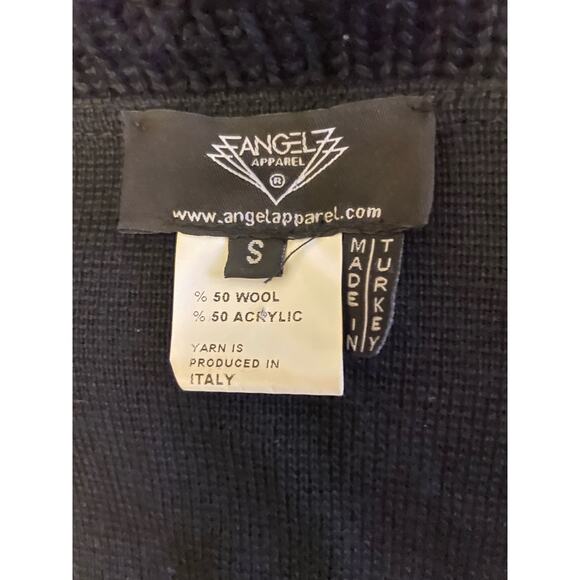 Angel Apparel Womens/Teen Duster Cardigan Jacket Small Wool Velvet cuff/collar - Picture 7 of 7